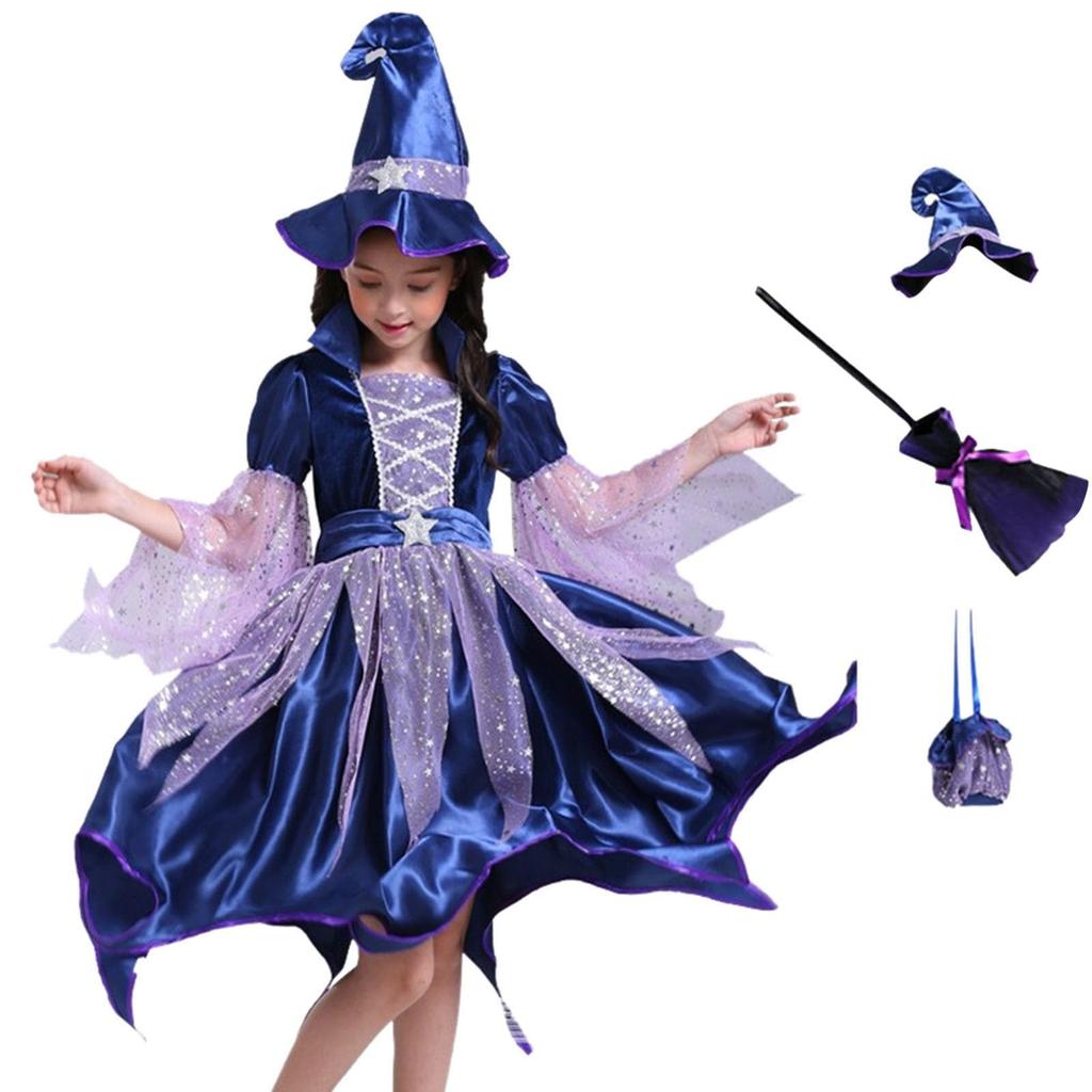 Abbigliamento Bambina Cosplay Strega Costume Vestito da Esibizione Abito Set