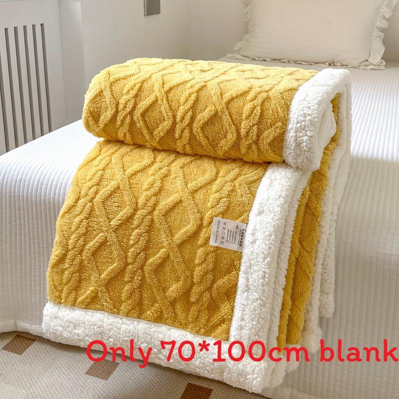Jacquard Color Solid Thickened 70x100cm Blanket Double Sided Fluff Plush Office