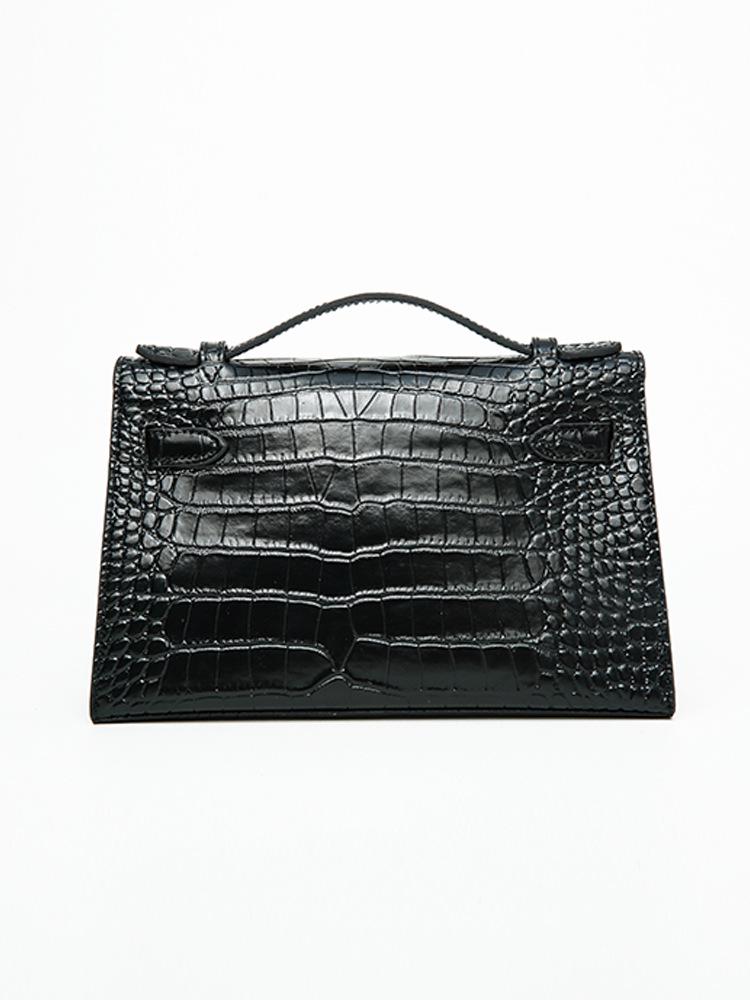 2025 Women's Genuine Leather Mini Handheld Bag - Crocodile Pattern Chain Shoulder Kelly Bag