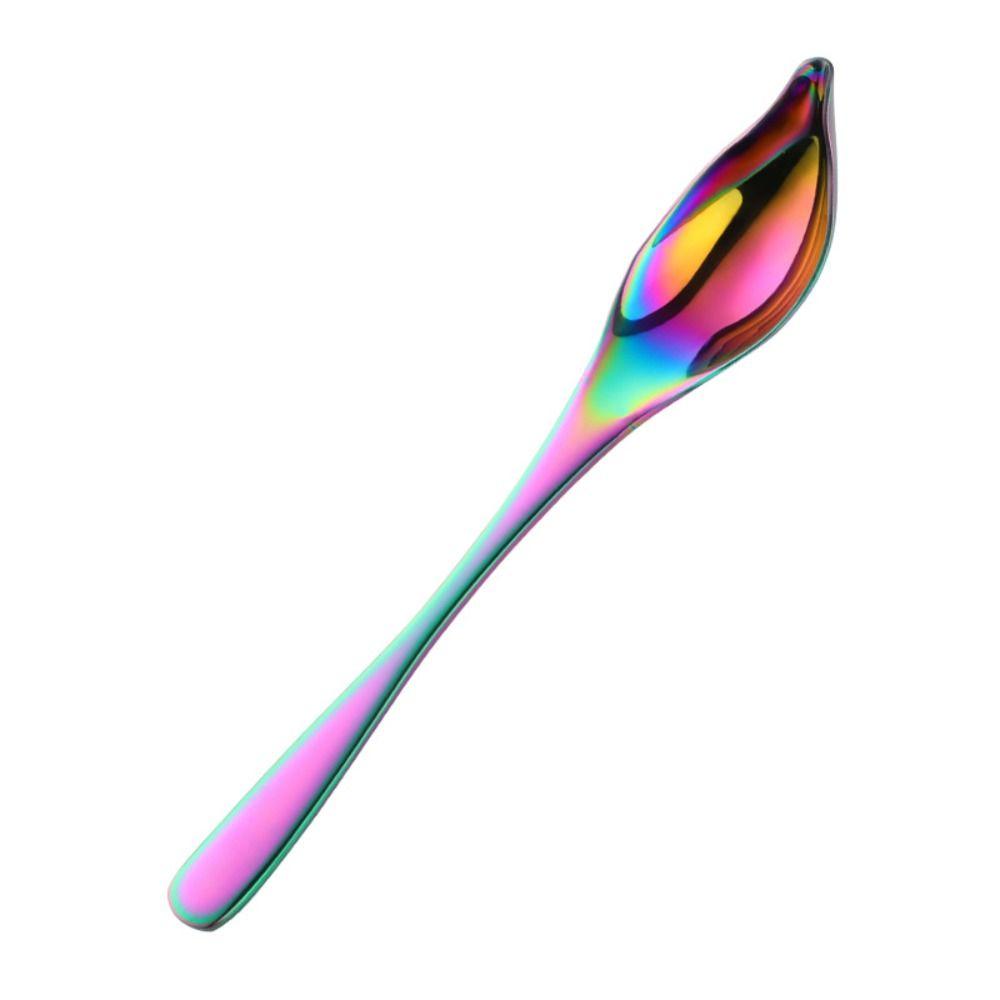 DIY Stainless Steel Saucier Spoon Baking Tool Honey Sauce Metal Spoons Tapered Spout Colorful Decorating Spoon