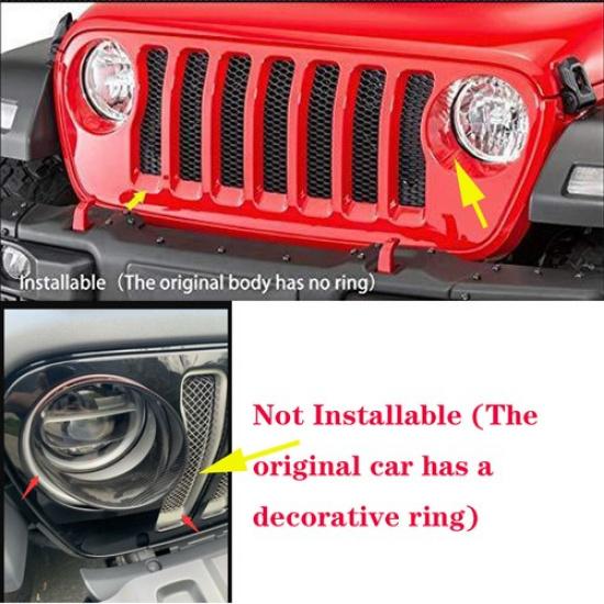 2*Carbon Fiber ABS Front Headlight Bezel Covers Trim for 2018 Jeep wrangler JL<
