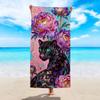Leopard and Floral Beach Towel 2D Flat Printed Soft Peach Skin Fabric Quick Dry Bath Towel Summer Vacation Swimming Pool