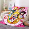 HD S-Sailor M-Moon Flannel Throw Blanket 3D Cartoon Print Soft Warm Lightweight Sofa Bed Cover Girls Bedroom Travel Decor Gift