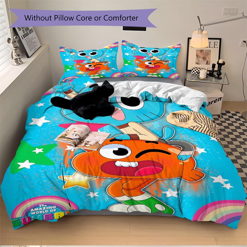 3Pcs Gumball Darwin Adventure Bedding Set Quilt Cover Pillowcase Home Christmas Xmas Halloween Gift 1 Duvet Cover 2 Pillowcase M929349