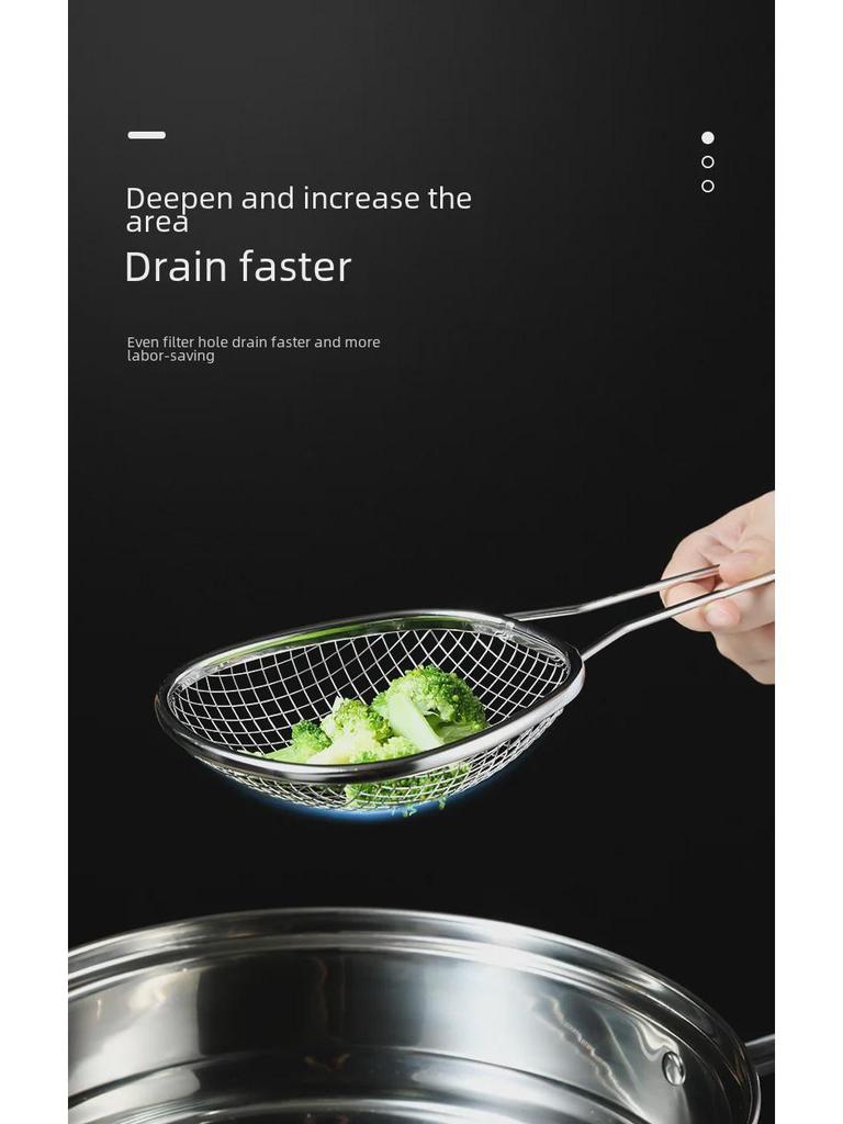 Large Japanese Stainless Steel Mesh Colander Spoon for Noodles, Dumplings, and Hot Pot