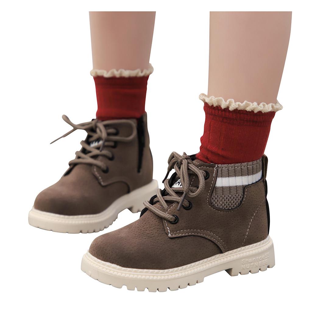 Children Kid Baby Girls Boys Boots  Sport Zip Short Bootie Casual Shoes