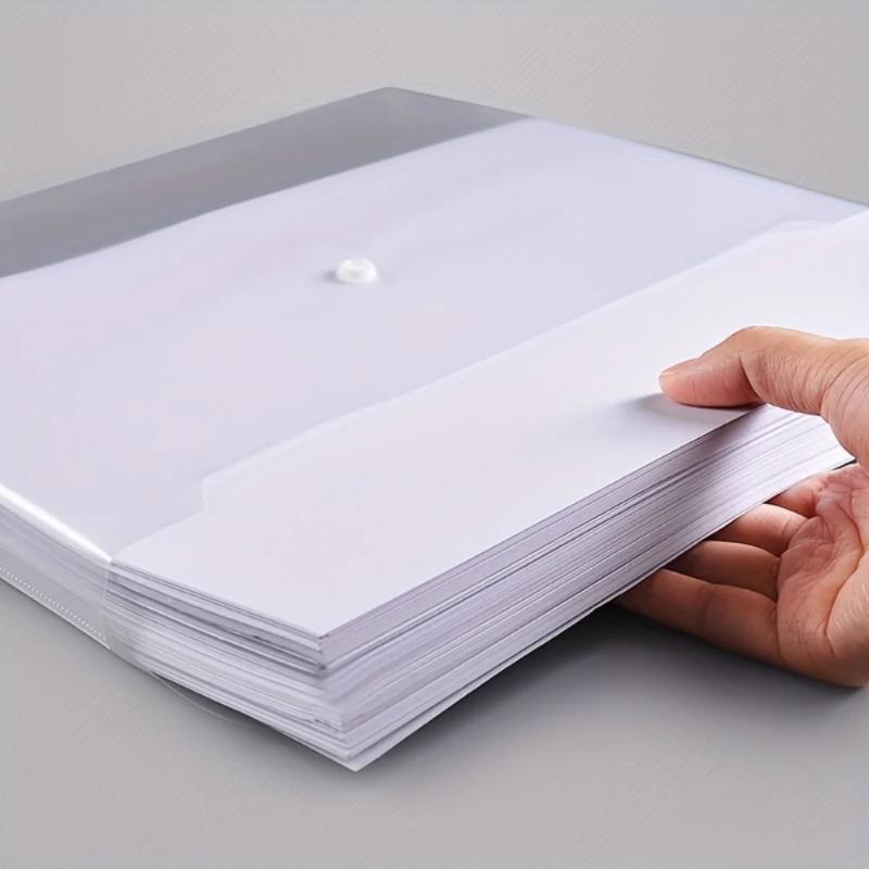 10Pcs A4 Transparent Plastic File Folders Waterproof Pp Document Storage Bags Student Test Papers & Office Organization Supplies
