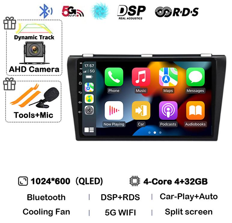 Android 14 Carplay Auto DSP Car Radio For Mazda 3 2003-2009 Mazda3 2din Multimidia Video Player Navigation GPS Stereo Head Unit