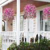 2/1PCS Artificial Hanging Flowers Basket for Outdoor, Fake Flowers Faux Plants Look Real for Yard Gardens Porch Patio Home