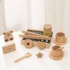 Children's Simulation Play House Kitchen Tableware Large Original Wooden Color Boys And Girls Kitchen Utensils Role-playing Toys