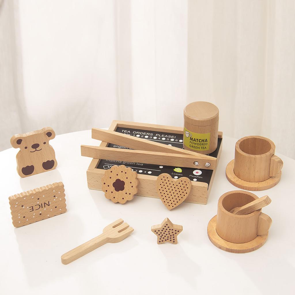 Children's Simulation Play House Kitchen Tableware Large Original Wooden Color Boys And Girls Kitchen Utensils Role-playing Toys