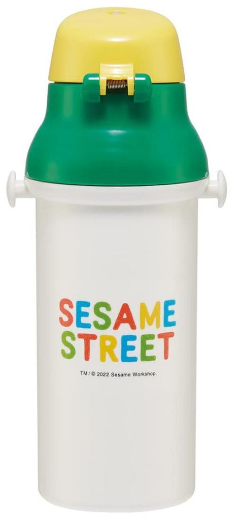 Skater Children's Water Bottle, 480ml, Direct Drinking, Plastic, One-Touch Operation, Dishwasher Safe, Made In Japan, Sesame Street Design, for Boys