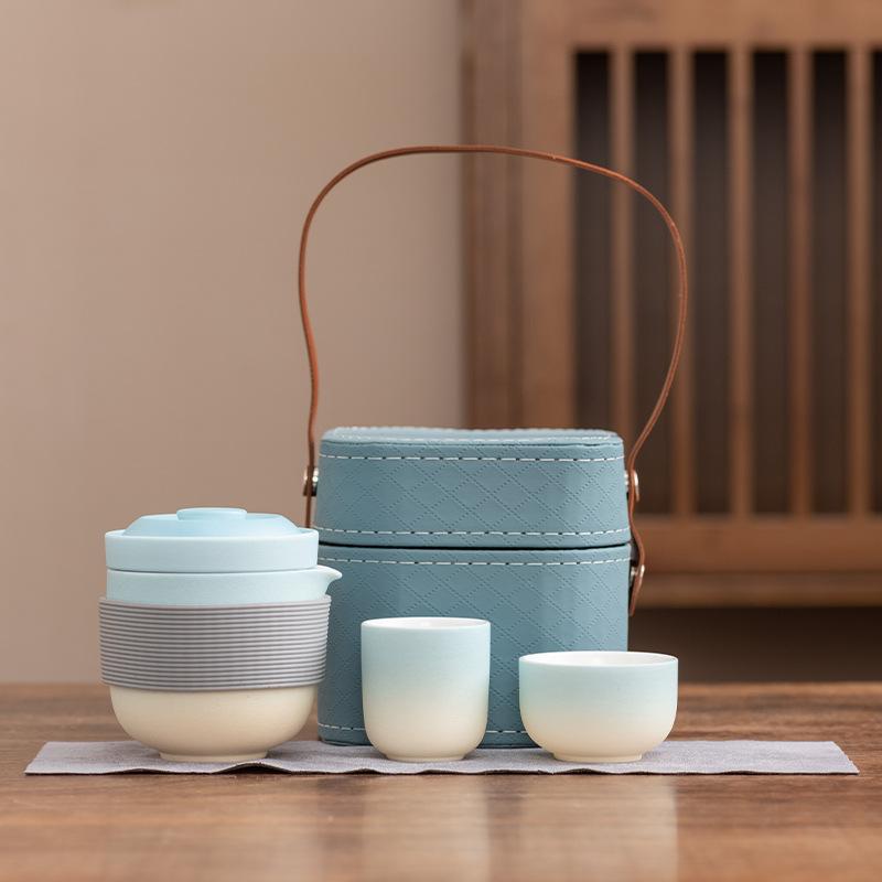 Light luxury travel tea set, Japanese-style one pot and two cups gift box set, high-end modern business commemorative gift