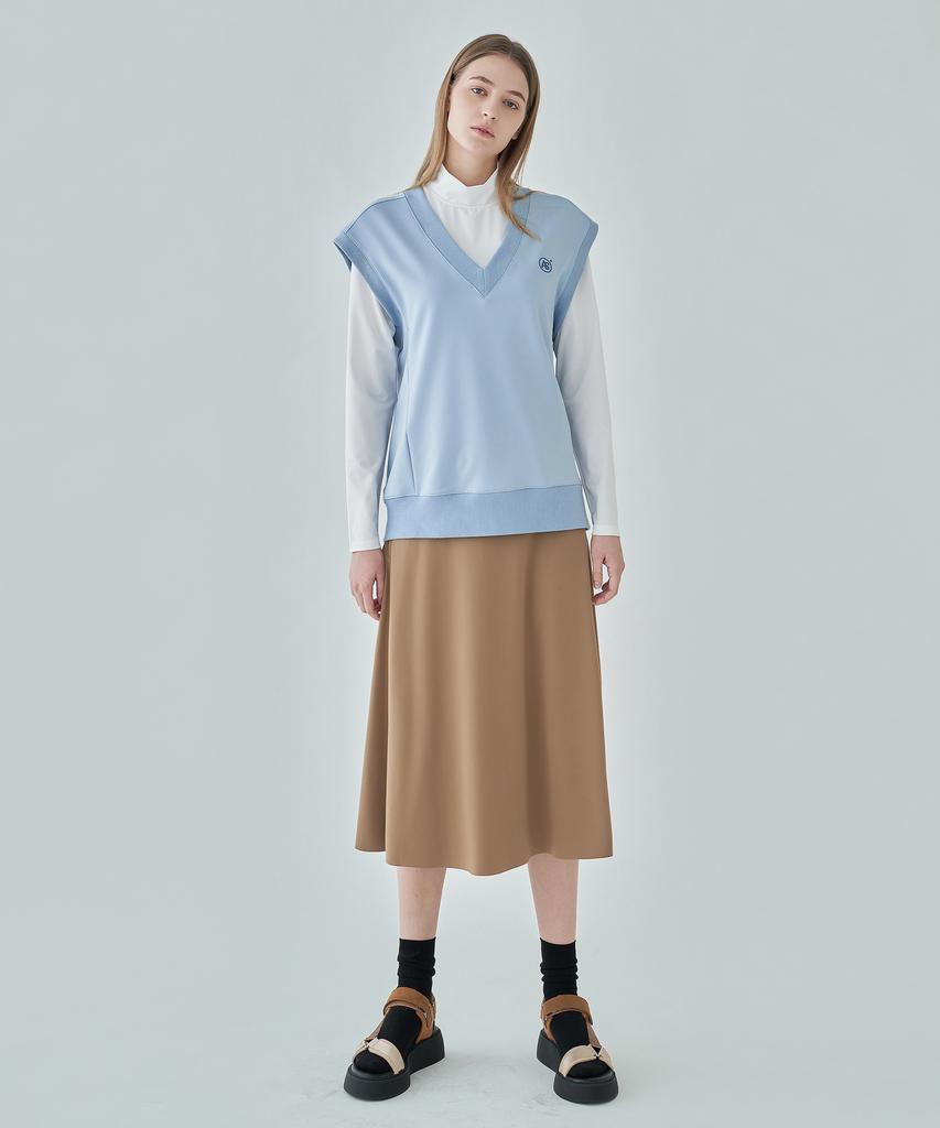 AIMSWING+8 Logo Elastic Banding Flare Skirt _ Beige