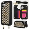 For iPhone 16 Plus Case with Card Holder,Kickstand,RFID Blocking PU+TPU Phone Back Cover