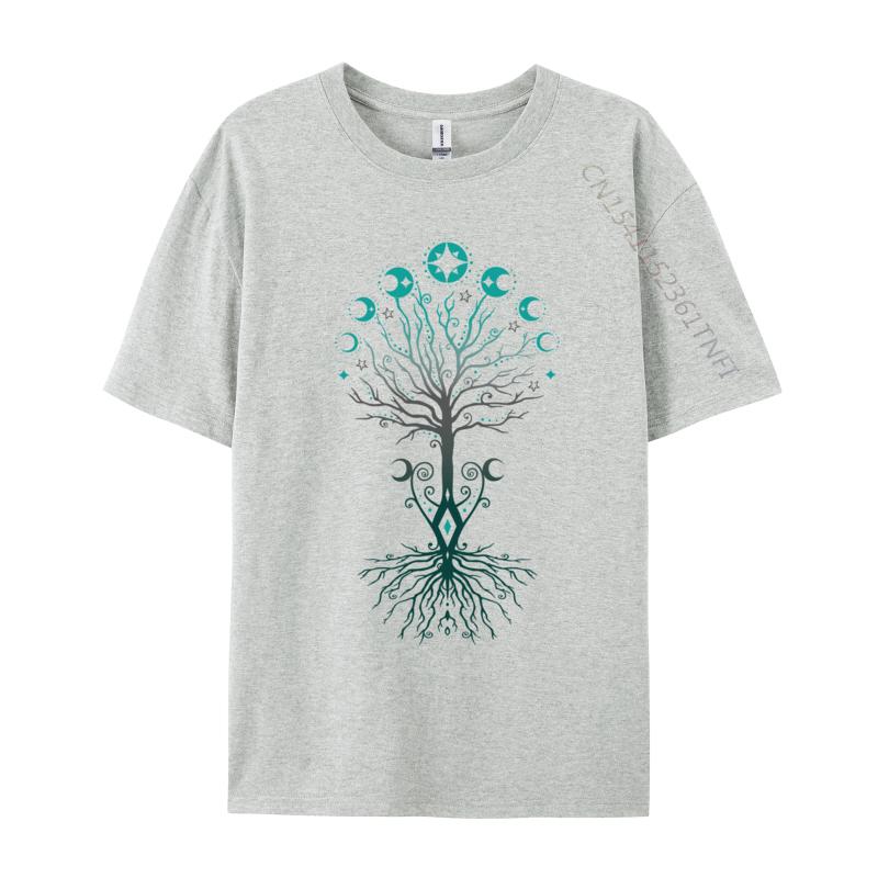 Moon Phases Tree of Life Yggdrasil Pagan Wicca Personalized High Quality Party Top T-shirts Pure Cotton Mens Clothing