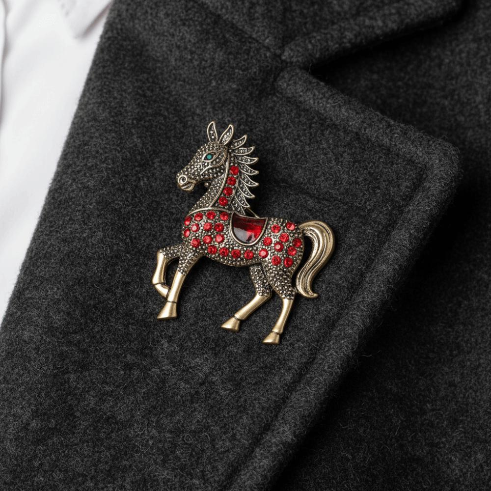 Vintage Zodiac Horse Lapel Pins Unisex Year of The Horse Brooch Rhinestone Horse Brooch New Year
