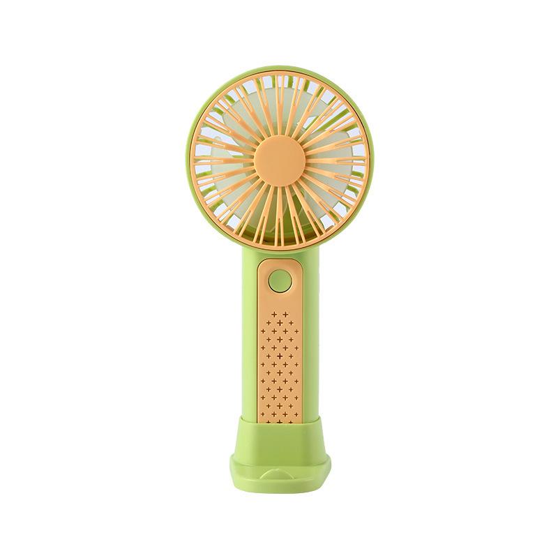 

2026 Rechargeable Handheld Mini Fan with USB and Three-Speed Base - Customizable Logo Gift зелений