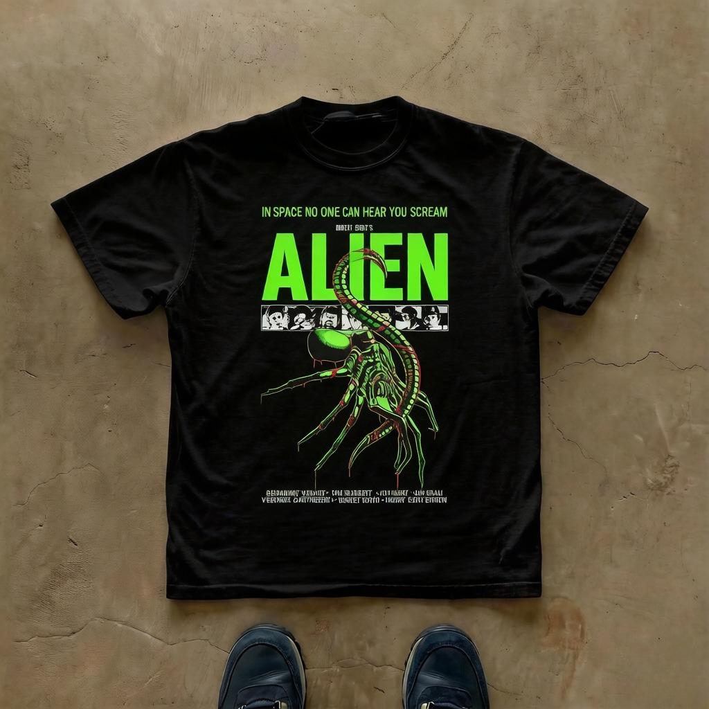 

Alien Chestburster Illustration TShirt SciFi Horror Movie Tee Clothing Graphic Short Sleeve Shirt Unisex Unisex Women AllSeason M