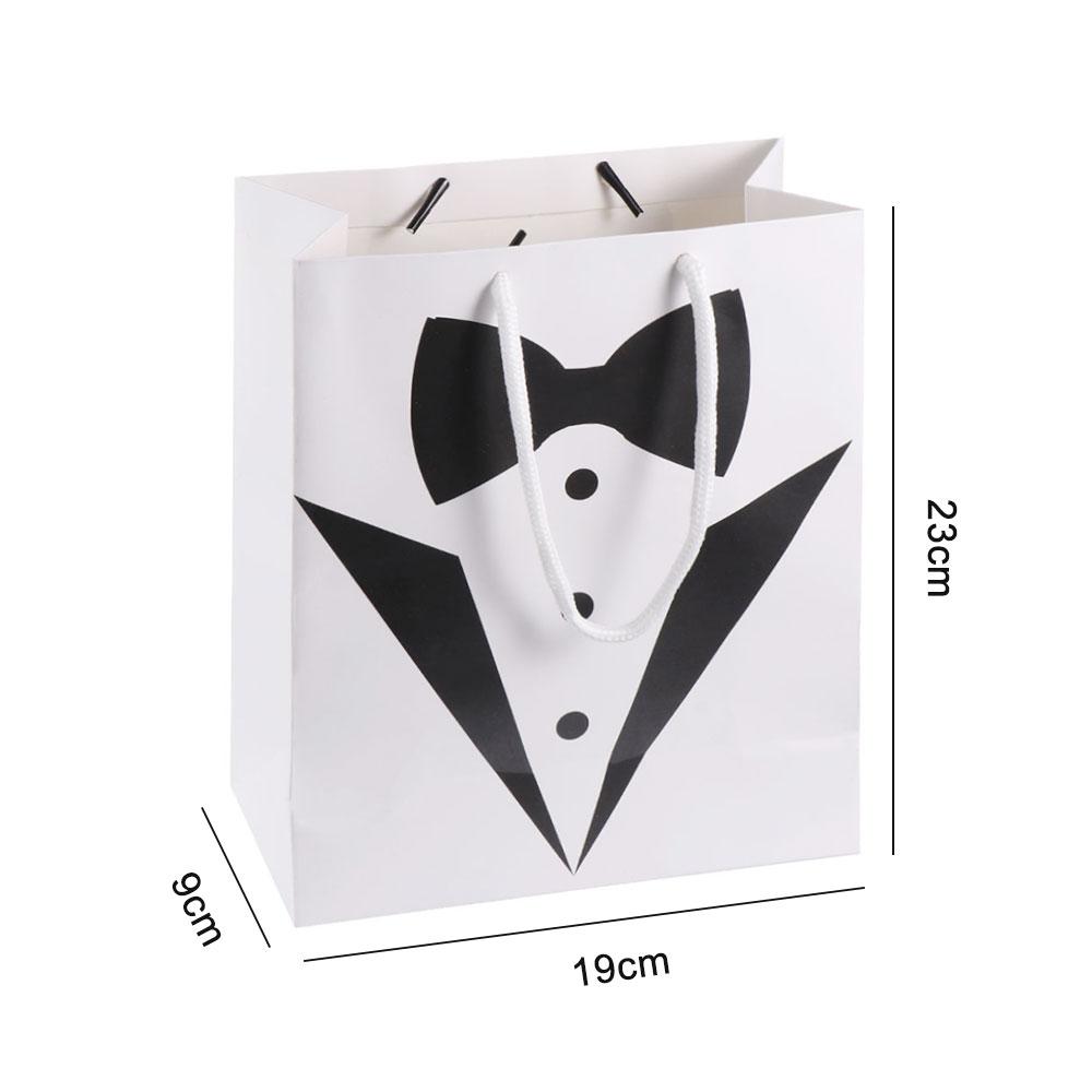 2/5pcs New Recyclable Party Supplies Tuxedo Groomsmen Thank You Shop Loot Gift Bag with Handles