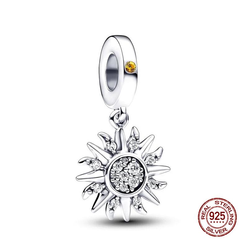 Charmscopper Splittable Sun & Moon Dangle Charms Beads Fits 3Mm Original Bracelet Necklace Womens Diy Fine Jewelry Gift