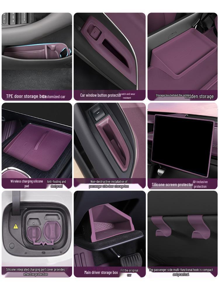 Protection Porte-Gobelet d'Eau pour Console Xiaomi YU7 - Ensemble d'Accessoires de Voiture en Silicone Antidérapant et Imperméable 5 Pièces