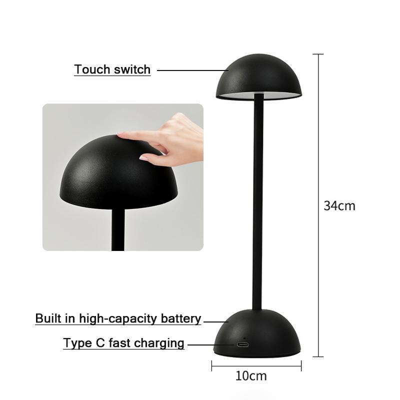 LED Mushroom Lamp Bedside Table Night Stand Mood Light Rechargeable Table Lamp Cordless Touch Floweprbud Lamp Nordic Table Lamp