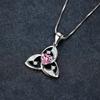 New Rose Gold Pink Three Leaf Flower Pendant Necklace Elegant and High End Jewelry
