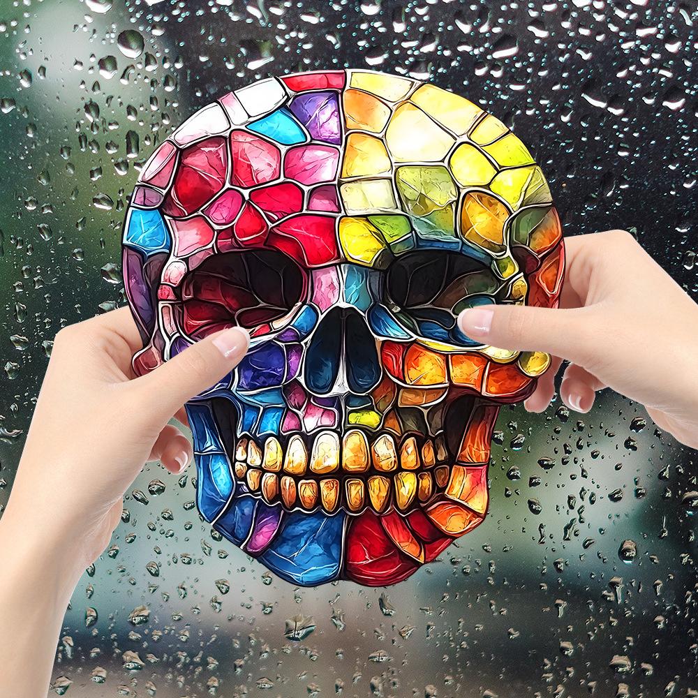 Creative Colored Skull Glass Window Home Beautification and Decoration Static Window Stickers