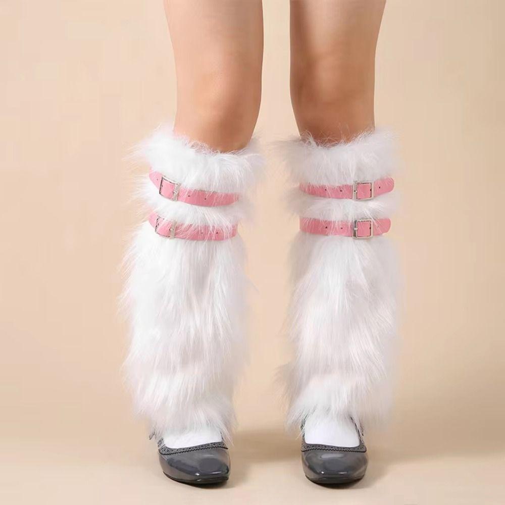 Kawaii Women's Foot Cover Faux Furs Warm Leg Cover Fashion Plush Leg Warmer  JK Uniform
