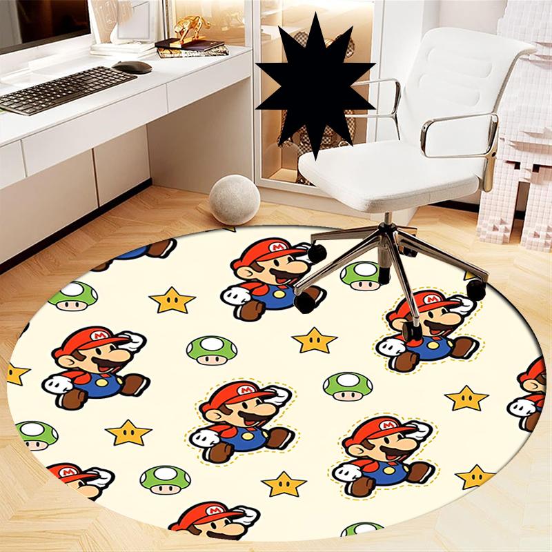 Mario Printed Round Rug Carpet Chair Rug Area Rug Entryway Doormats,for Office Chair Living Room Bedroom Kitchen Room.