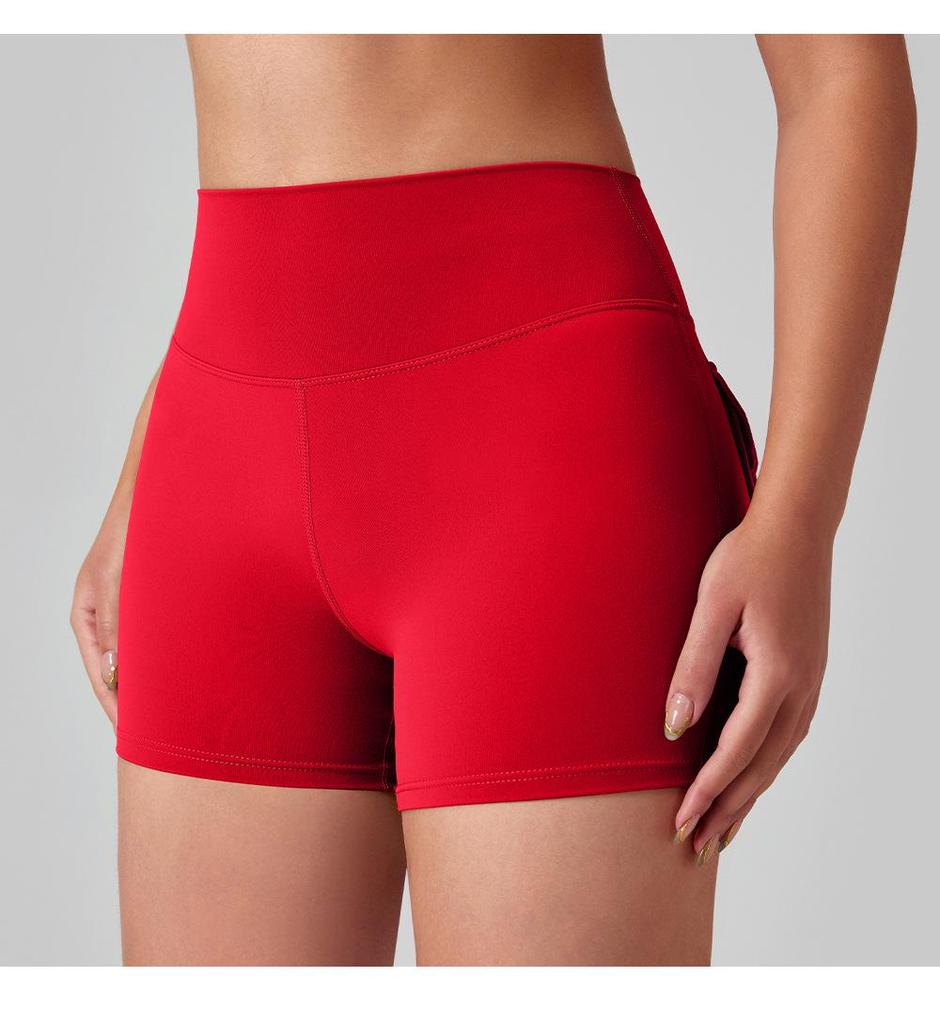 Women's High Waist Peach Butt Yoga Shorts with Pocket - Quick-Dry, High Elastic Fitness Running Pants