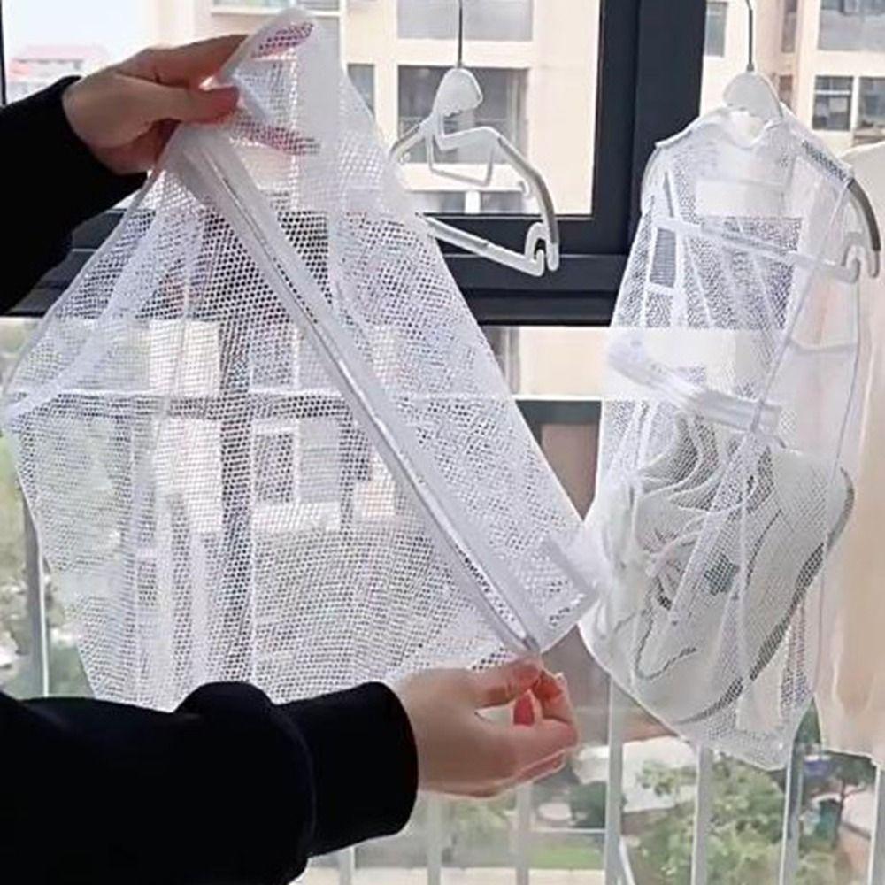 2Pcs Folding Slippers Sneakers Drying Racks Reusable Mesh Laundry Bag Shoe Drying Net Balcony