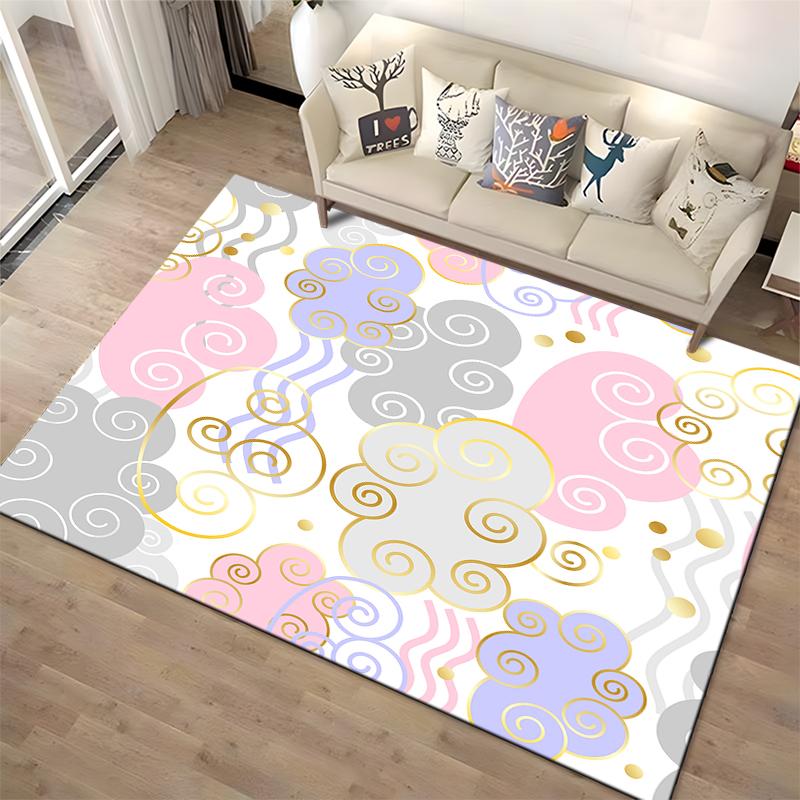 Colorful Swirl Cloud Pattern Rug Non-slip rug suitable for living room and bedroom sofas