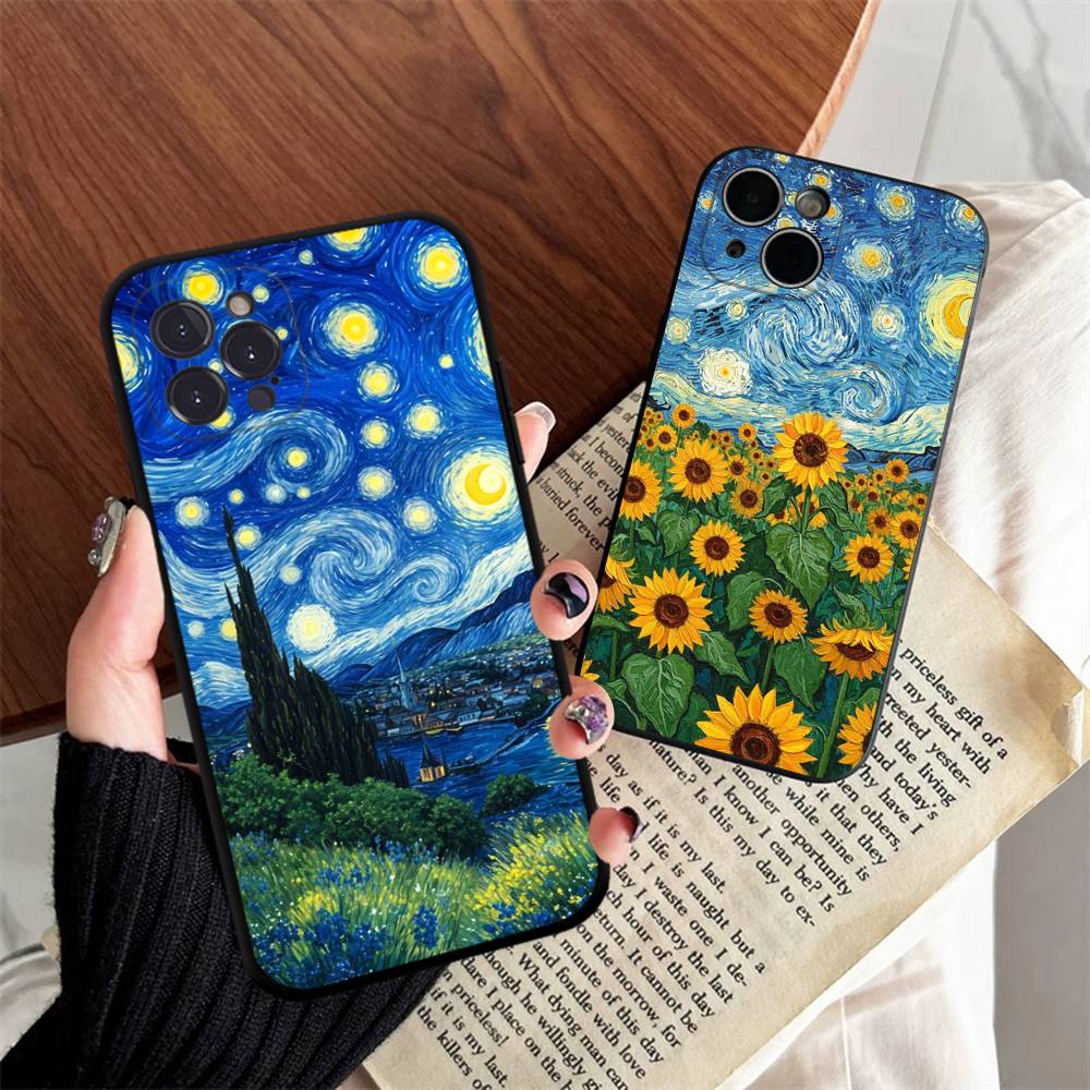 Vincent Van Gogh Oil INS Phone Case For iPhone 17 16 15 14 11 12 13 Pro Max Plus Mini Soft Back Cover
