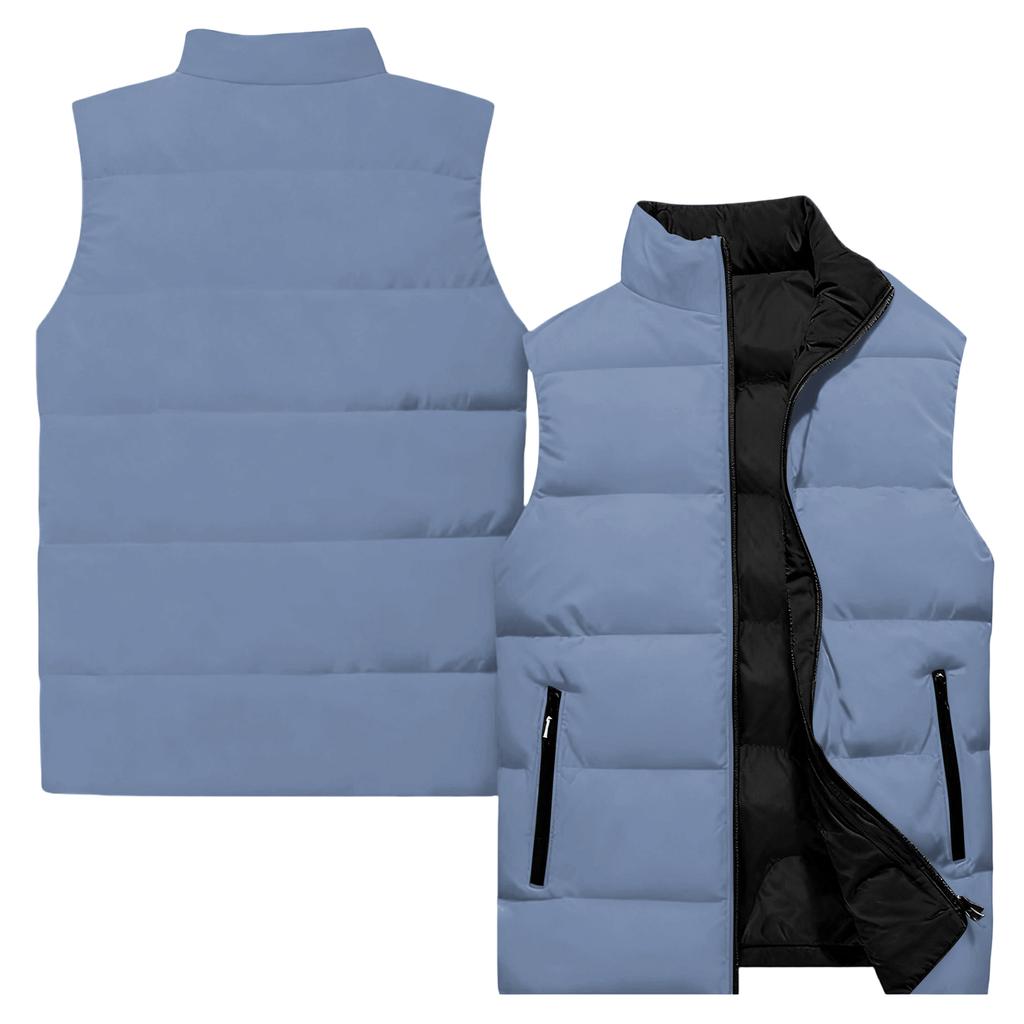 Men's Casual And Fashionable Sleeveless Vest, Solid-color Printed Cotton Jacket
