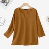 ZANZEA Camicetta casual da donna a maniche lunghe con scollo a V tinta unita
