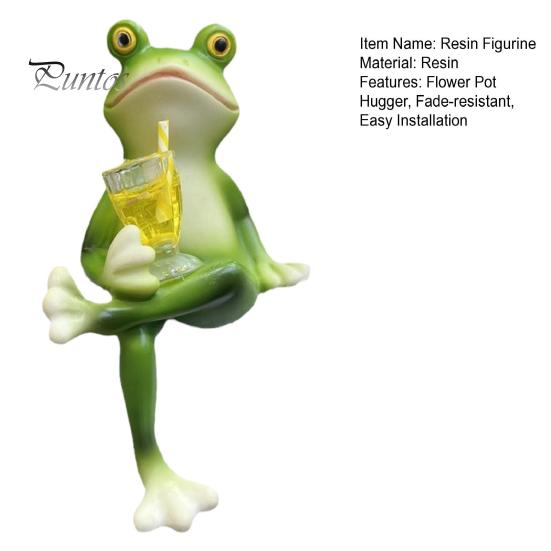 Mini Frog Figurine for Home Miniature Planter Decoration Resin Flower Pot Hugger Waterproof Garden Decor Statue Edge Lover Present