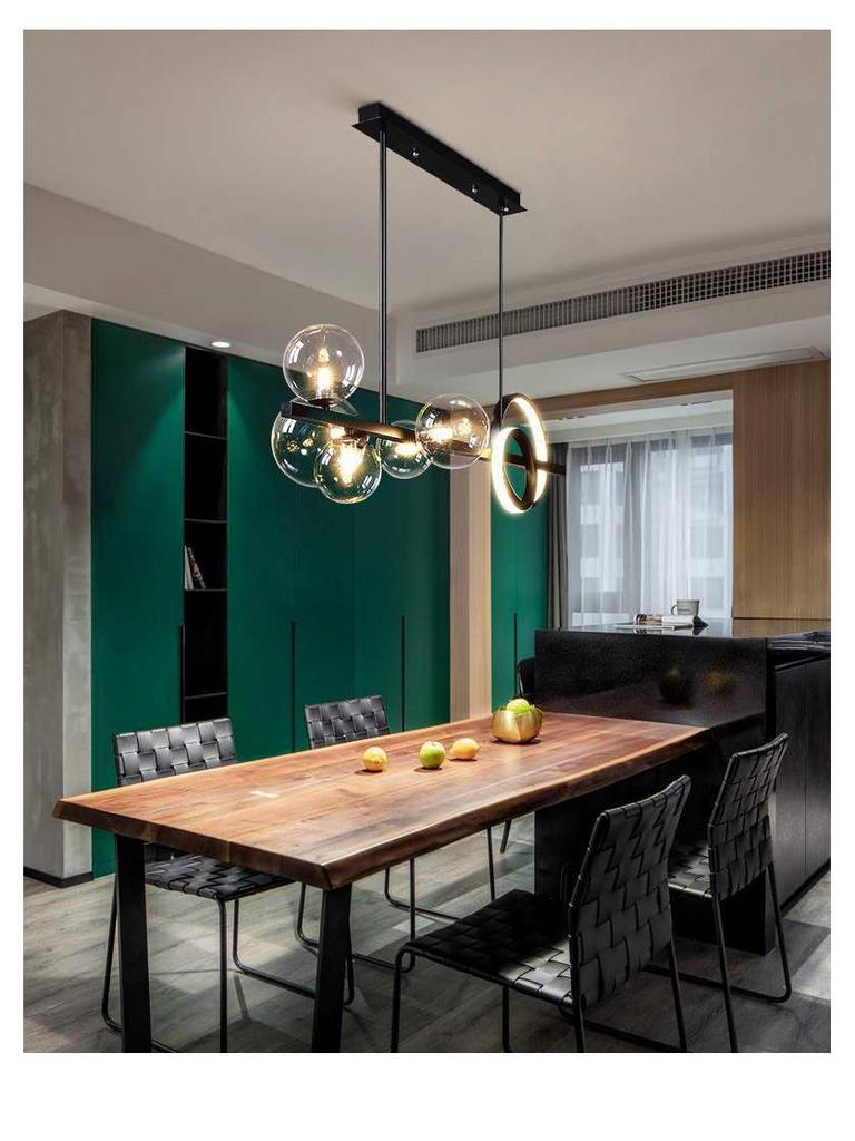 Nordic Modern Minimalist Chandelier - Creative Dining Room Light with Magic Bean Glass Bubbles.