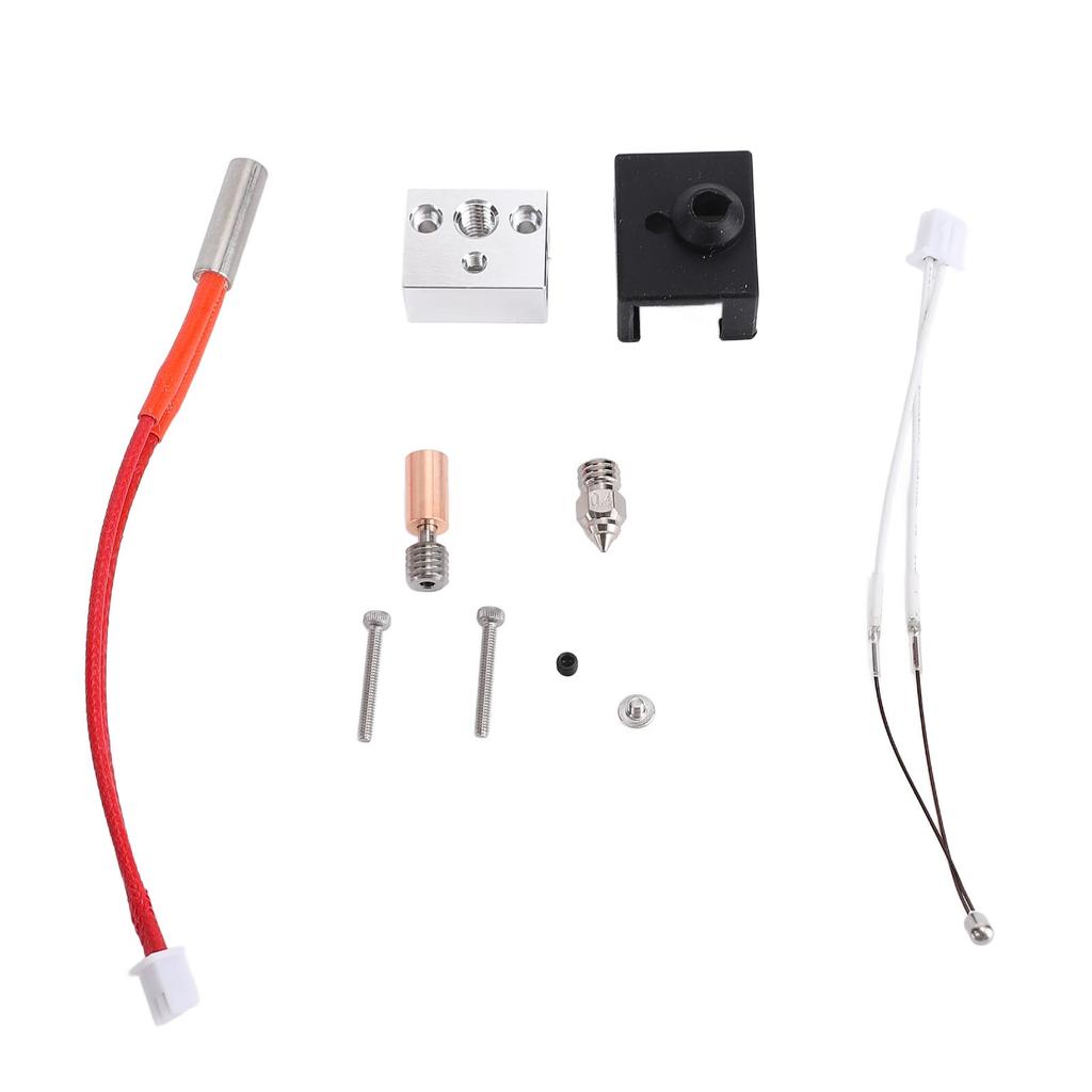 Oppgradert Ekstruder-sett 24V 40W Varmeelement Aluminium Varmeblokk Kobberbelagt Dyse Bimetall Varmebryter