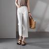 SOFSIL Women's High-Waisted White Flared Cropped Jeans