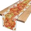 Fall Pumpkin Maple Leaves Linen Table Runner Holiday Party Decor Washable Kitchen Dining Table Runner Autumn Decorations