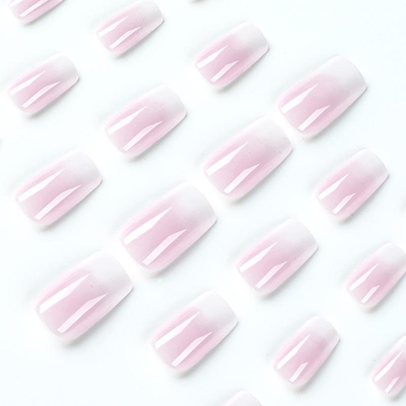 Punte Unghie French Ombre Bianche Press-On - Manicure Rimovibile, Indossabile