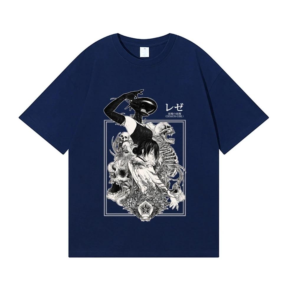 

Chainsaw Man Reze Bomb Devil Black & White Print Oversized Anime Streetwear Women And Men T-Shirt XXXL