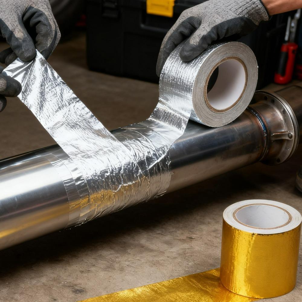 Car Exhaust Pipe Heat Wrap Aluminum Foil Sticker Anti-Scald High Temp Insulation Shield for Auto Motorcycle Manifold Protection