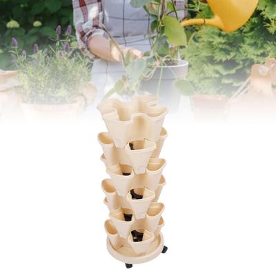 Stackable Flower Pot, Multi-Layer Space Saving Vertical Stackable Strawberries with Tray for Strawberries Herbs Peppers Flowers