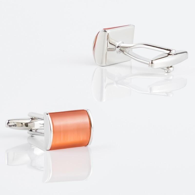 

Square Curved Orange Cat Eye Stone Metal Cufflinks Men s French Shirt all-natural