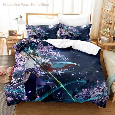Genshin Impact Xiao Bedding Set Single Twin Full Queen King Size Bed Set Aldult Boys Bedroom Duvetcover Sets Bed Sheet Set