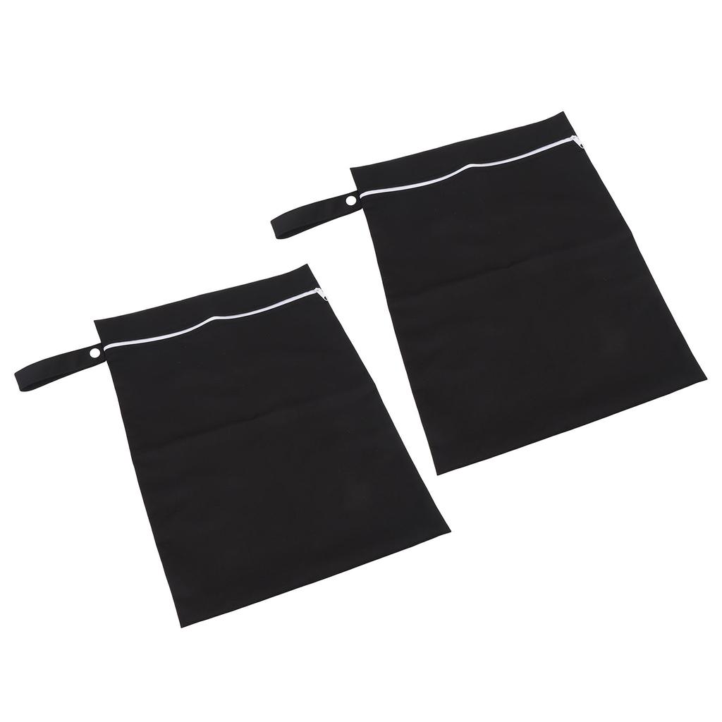 2pcs Black Wet Bag TPU Fabric Zipper Design Water Proof Storage Bag for Outdoor Wet Clothing