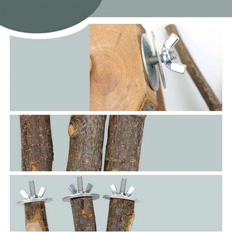 8Pcs Natural Wood Parrot Perch Set Bird Standing Stick Platform Cage Accessory Bird Supplies